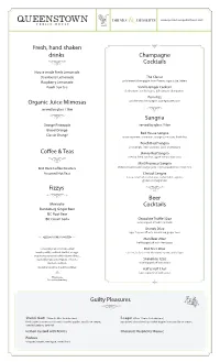 Drinks Dessert Web Menu
