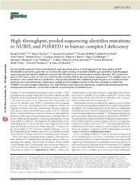 High-Throughput, Pooled Sequencing Identifies Mutations in NUBPL And