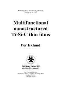 Multifunctional Nanostructured Ti-Si-C Thin Films