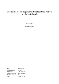 Narcissistic and Psychopathic Traits and Relational Abilities in a Forensic Sample