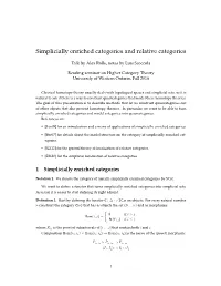 Simplicially Enriched Categories and Relative Categories