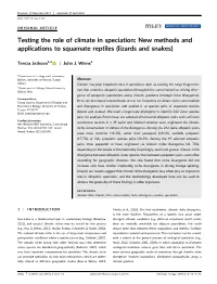 Testing the Role of Climate in Speciation: New Methods and Applications to Squamate Reptiles (Lizards and Snakes)