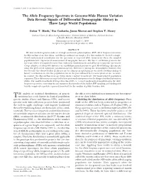 The Allele Frequency Spectrum in Genome-Wide Human Variation Data Reveals Signals of Differential Demographic History in Three Large World Populations