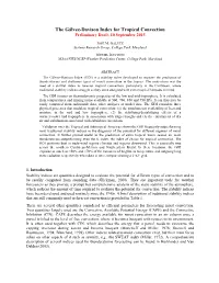 The Gálvez-Davison Index for Tropical Convection Preliminary Draft, 10 September 2015