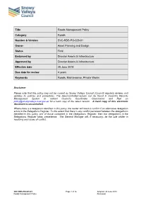 Title Roads Management Policy Category Roads Number & Version SVC-RDS-PO-029-01 Owner Asset Planning and Design Status Final