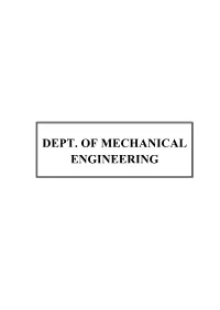 Dept. of Mechanical Engineering List of New Courses