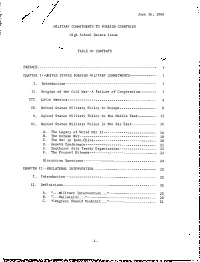 June 16, 1969 MILITARY COMMITMENTS to FOREIGN-COUNTRIES High School Debate Issue TABLE of CONTENTS PREFACE