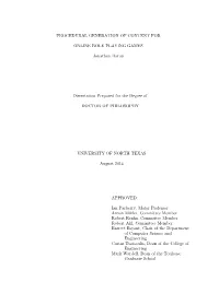 Procedural Generation of Content for Online Role Playing Games