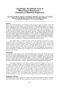 Tangihanga: the Ultimate Form of Māori Cultural Expression— Overview of a Research Programme