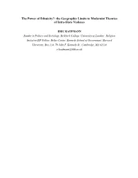 The Geographic Limits to Modernist Theories of Intra-State Violence