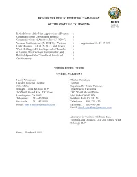 Before the Public Utilities Commission of the State Of