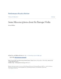 Some Misconceptions About the Baroque Violin Stewart Pollens
