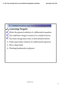 4.1 AP Calc Antiderivatives and Indefinite Integration.Notebook November 28, 2016