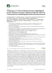 Challenges in Clinical Metaproteomics Highlighted by the Analysis of Acute Leukemia Patients with Gut Colonization by Multidrug-Resistant Enterobacteriaceae