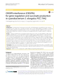 CRISPR Interference (Crispri) for Gene Regulation and Succinate Production in Cyanobacterium S