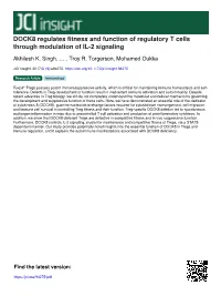 DOCK8 Regulates Fitness and Function of Regulatory T Cells Through Modulation of IL-2 Signaling