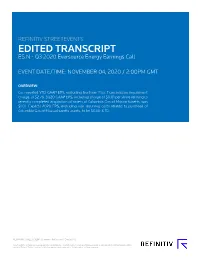 EDITED TRANSCRIPT ES.N - Q3 2020 Eversource Energy Earnings Call