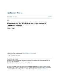 Equal Protection and Moral Circumstance: Accounting for Constitutional Basics