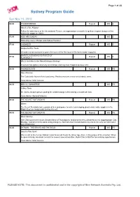 Sydney Program Guide
