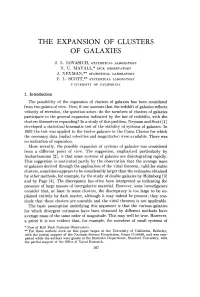 The Expansion of Clusters of Galaxies