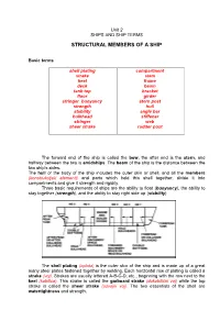 Unit 2 SHIPS and SHIP TERMS