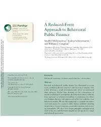 A Reduced-Form Approach to Behavioral Public Finance