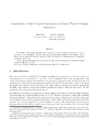 Construction of Aho Corasick Automaton in Linear Time for Integer Alphabets