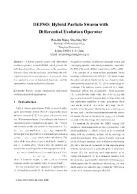 DEPSO: Hybrid Particle Swarm with Differential Evolution Operator