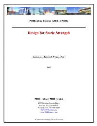 Design for Static Strength