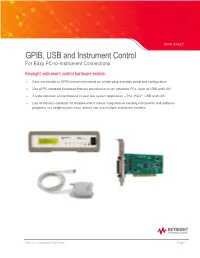 GPIB, USB and Instrument Control for Easy PC-To-Instrument Connections