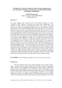 Studies on Climate Changes and Natural Resources Management: Findings and Lesson Learned from West Sumatera, Indonesia1