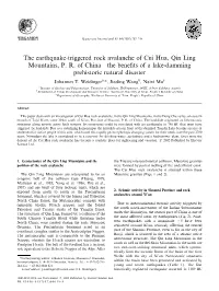 The Earthquake-Triggered Rock Avalanche of Cui Hua, Qin Ling Mountains, P