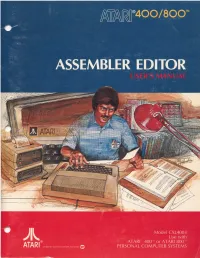 ATARI Assembler Editor User's Manual With
