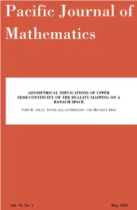 Geometrical Implications of Upper Semi-Continuity of the Duality Mapping on a Banach Space