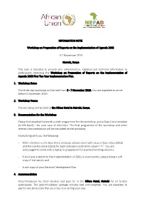 INFORMATION NOTE Workshop on Preparation of Reports on The