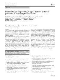 Interrupting Prolonged Sitting in Type 2 Diabetes: Nocturnal Persistence of Improved Glycaemic Control
