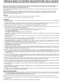 Ipgsa Rec C Level Rules for All Ages