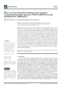 Phase I in Vitro Metabolic Profiling of the Synthetic Cannabinoid
