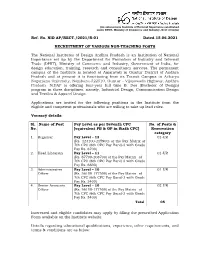 Ref. No. NID AP/RECT./2021/R-01 Dated.15.06.2021 RECRUITMENT