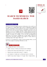Search Techniques: Web Based Search MODULE - 5B INFORMATION RETRIEVAL SYSTEM