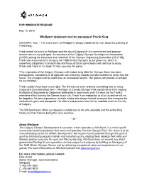 Winsport Statement on the Passing of Frank King