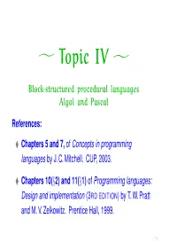 Algol and Pascal