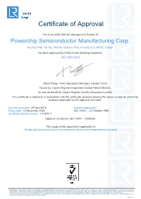 Certificate of Approval