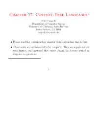 Context-Free Languages ∗