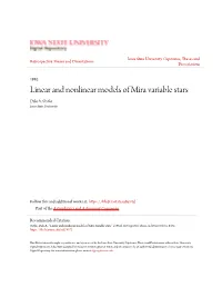 Linear and Nonlinear Models of Mira Variable Stars Dale A