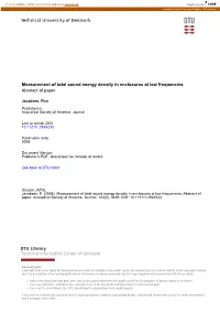 Measurement of Total Sound Energy Density in Enclosures at Low Frequencies Abstract of Paper