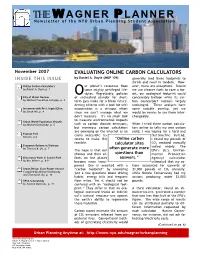 November 2007 EVALUATING ONLINE CARBON CALCULATORS INSIDE THIS ISSUE by Daniel A