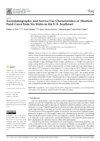 Sociodemographic and Service Use Characteristics of Abortion Fund Cases from Six States in the U.S