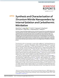 Synthesis and Characterization of Zirconium Nitride Nanopowders By