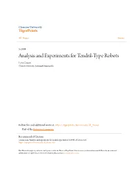 Analysis and Experiments for Tendril-Type Robots Lara Cowan Clemson University, Lcowan@Clemson.Edu